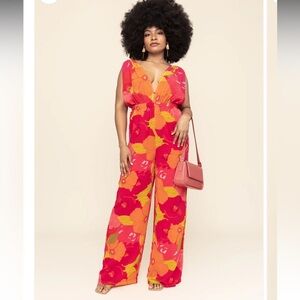 Mixed by Nasrin Bloom Plunge Jumpsuit